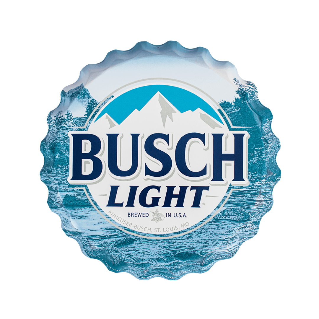Busch light Fishing Problem Large Bottle Cap Metal Beer Sign Man