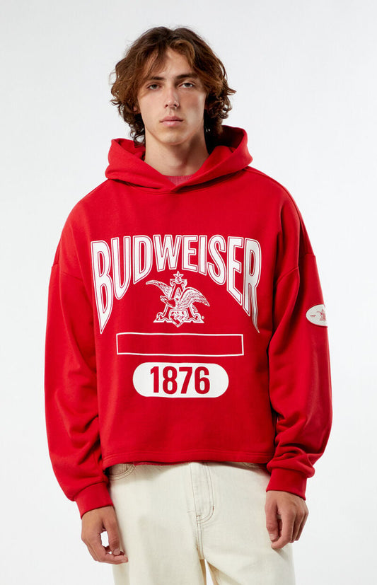 Model wearing Budweiser PacSun Physical Education Hoodie