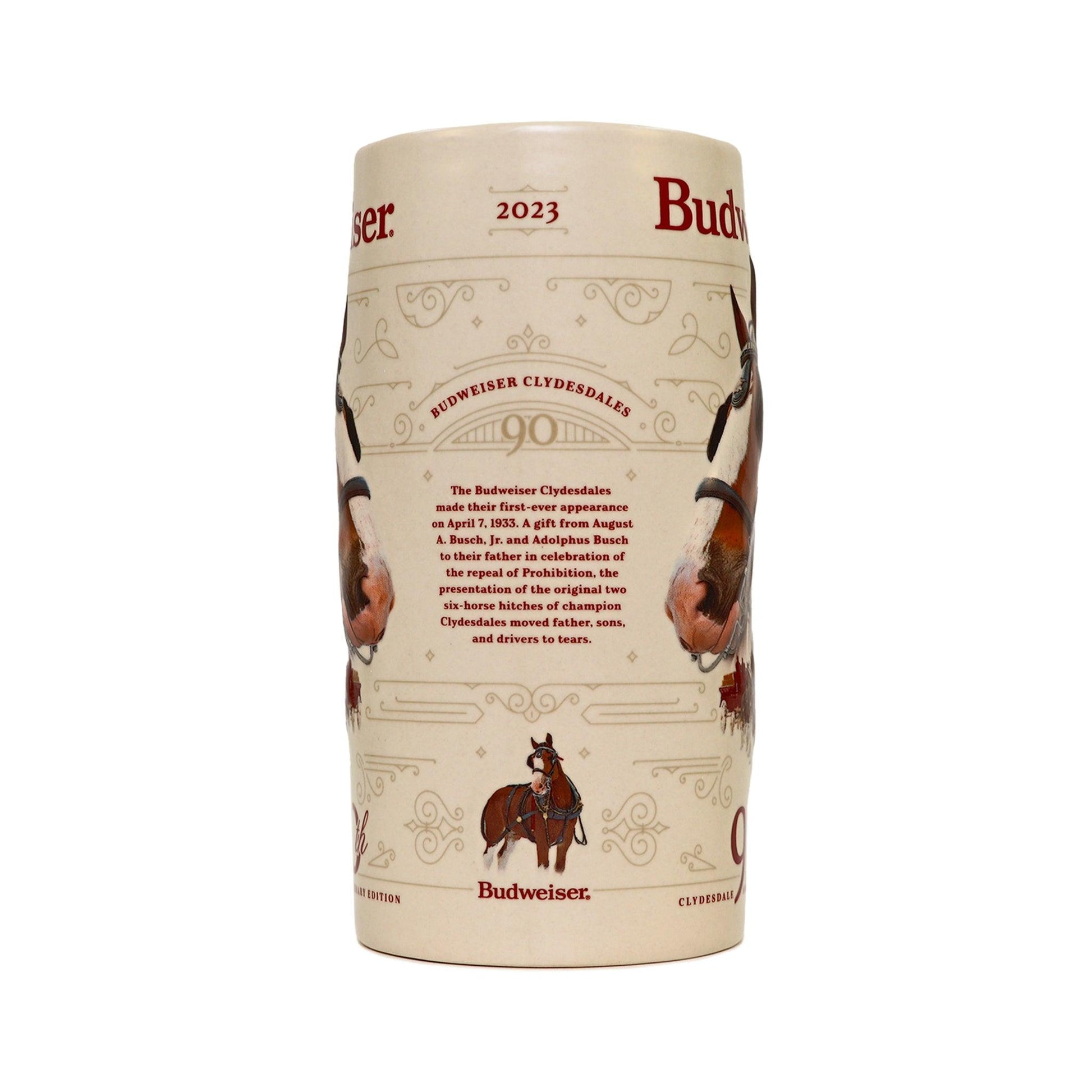 2023 Budweiser Holiday Stein Text Closeup