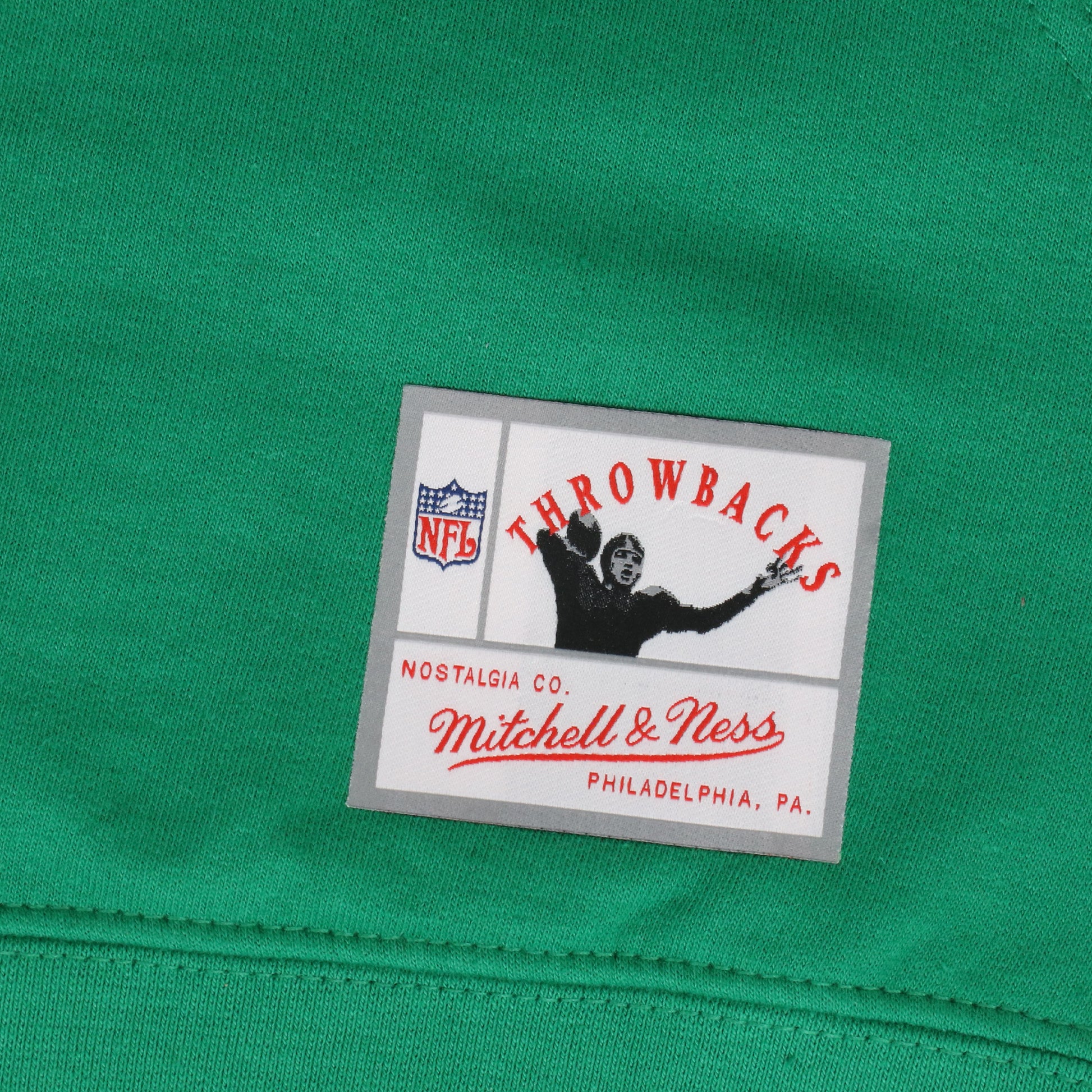 View of Patch on Bud Light Mitchell & Ness Philadelphia Eagles Hoodie 