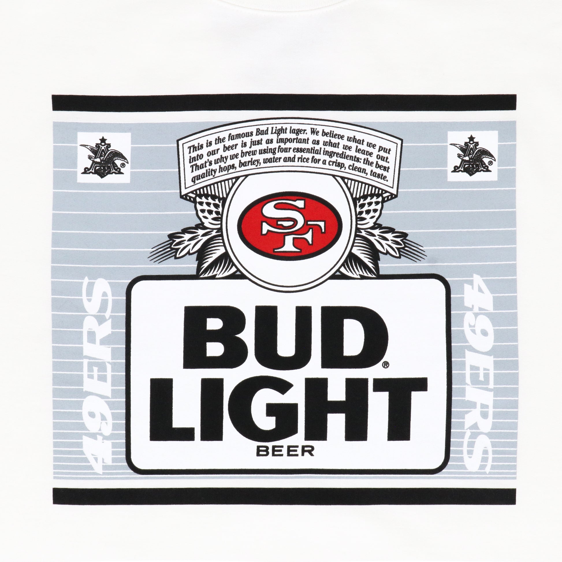 Bud Light Mitchell & Ness San Francisco crewneck close up