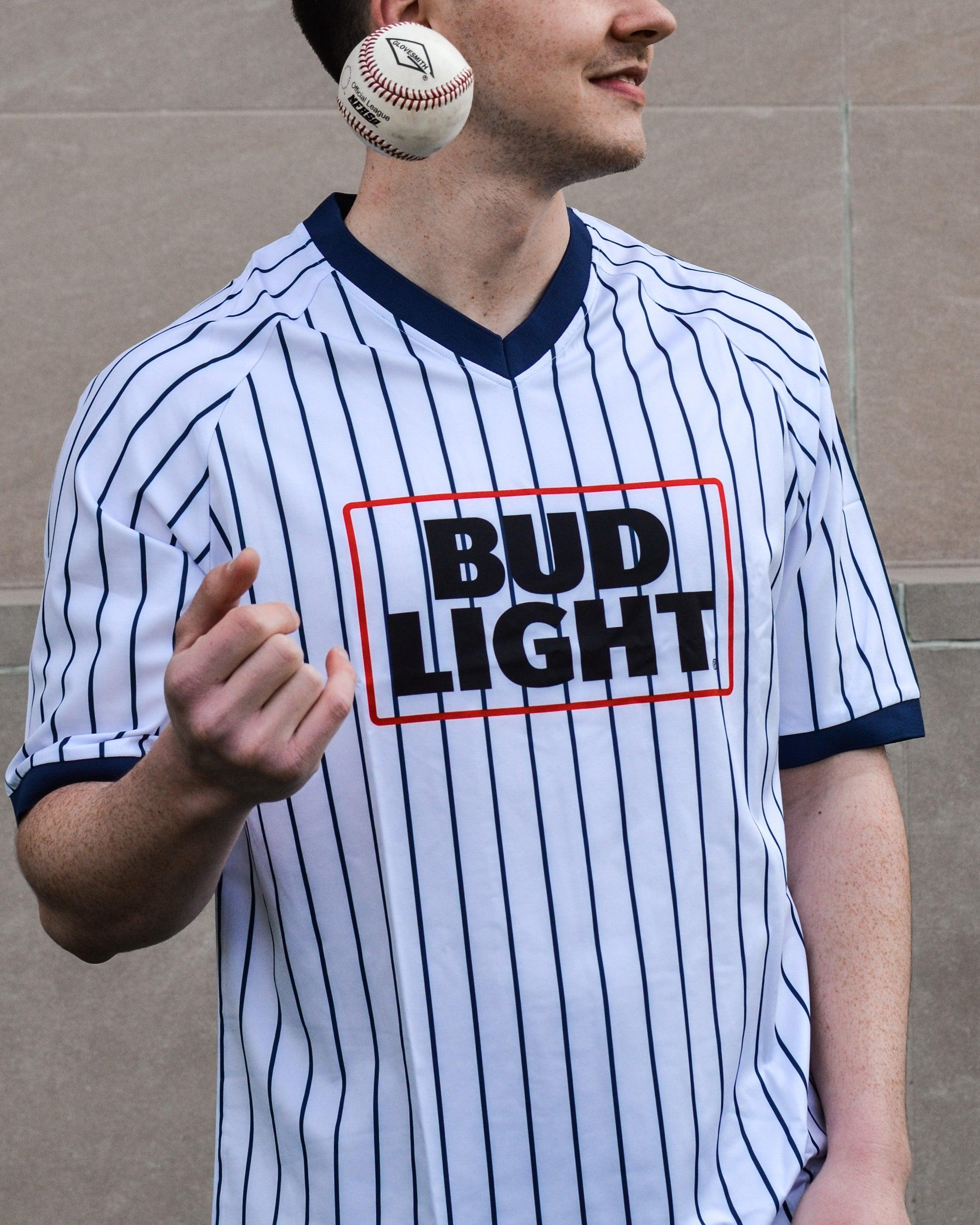 Bud Light V Neck Striped Baseball Jersey 2XL