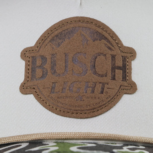 Front logo of Busch Light Camo Hunting Hat