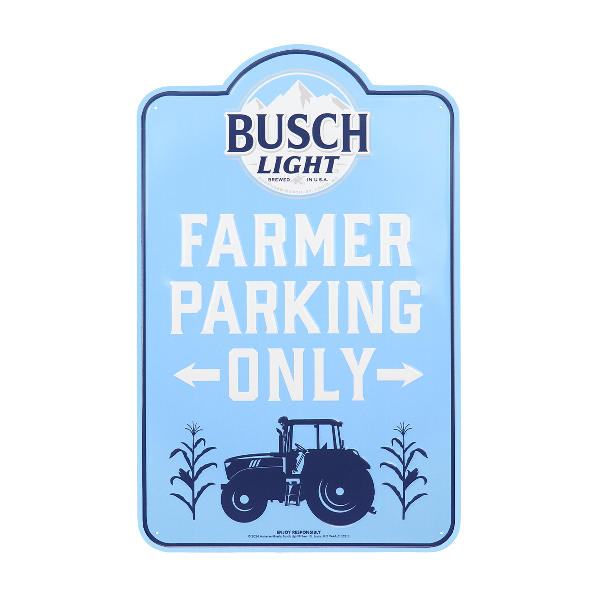 Front view of Farmer Parking Only Metal Sign