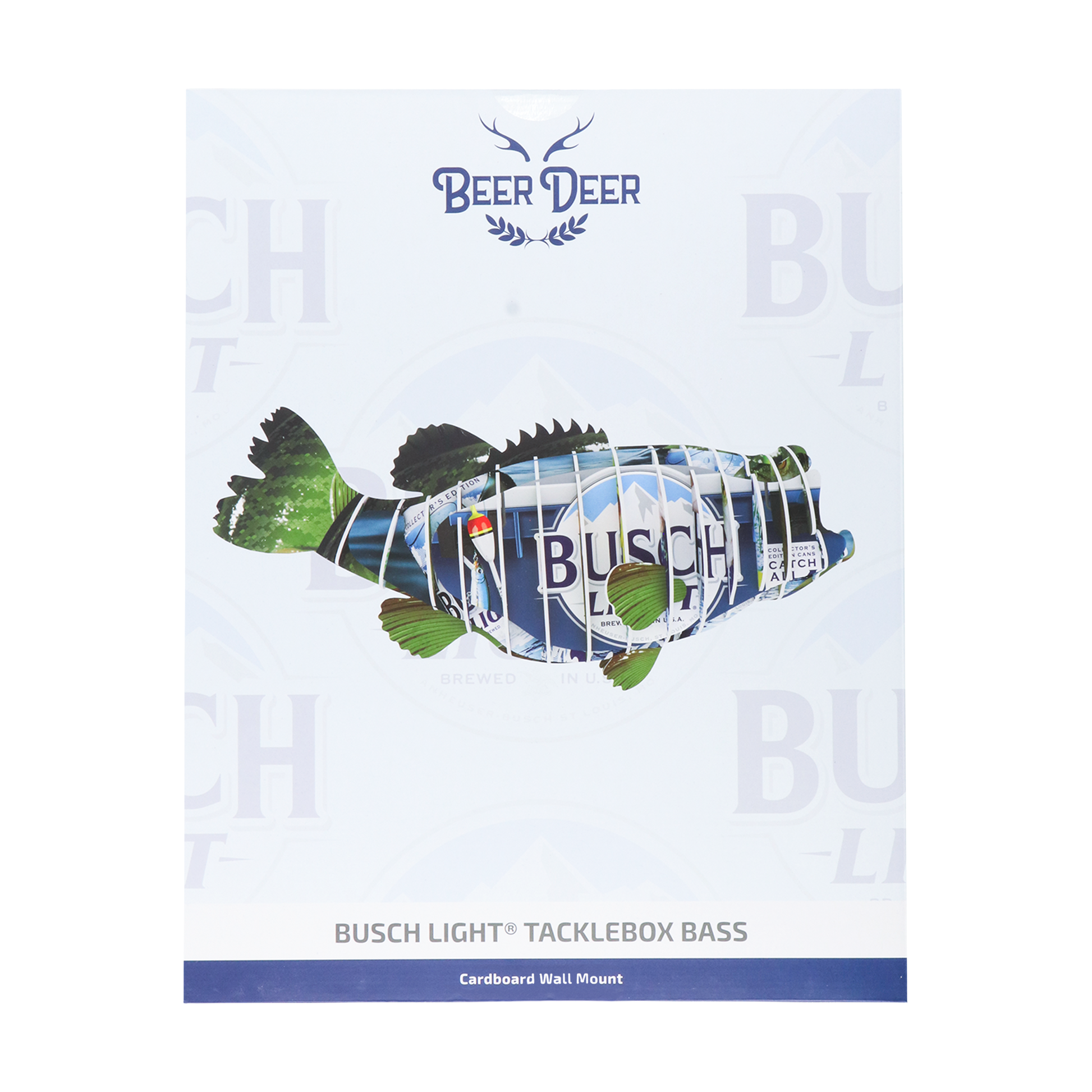 Front view of packaging for Busch Light Tackle Box Bass Wall Mount