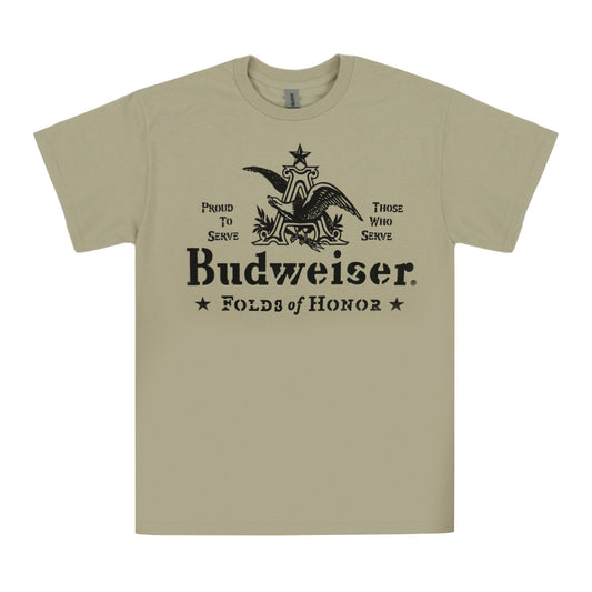 Front view of Budweiser Folds of Honor Stencil T-Shirt