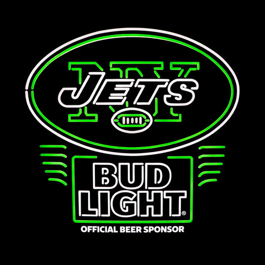 Bud Light New York Jets NFL LED Sign - Black Lit