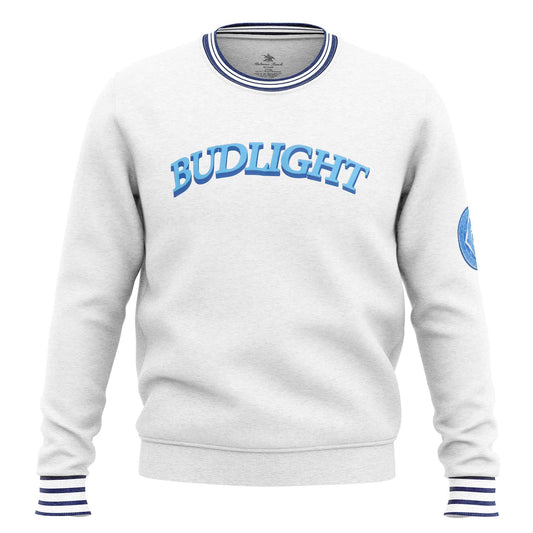 white bud light ringer sweatshirt