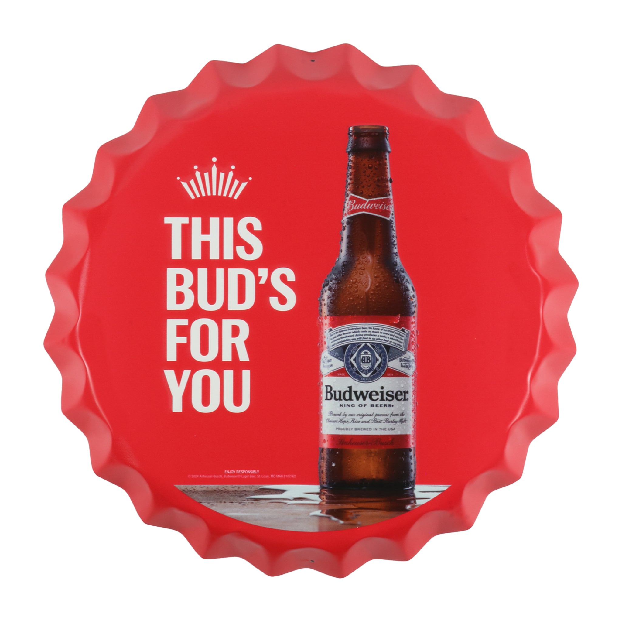 Budweiser Bottle Cap Metal Sign