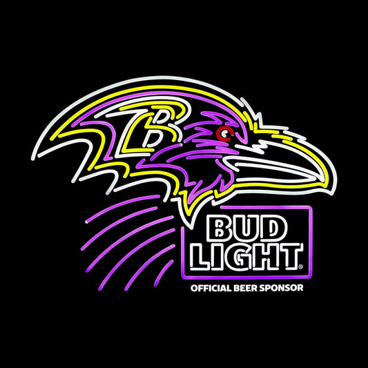 Bud Light Baltimore Ravens NFL LED Sign - Black Lit