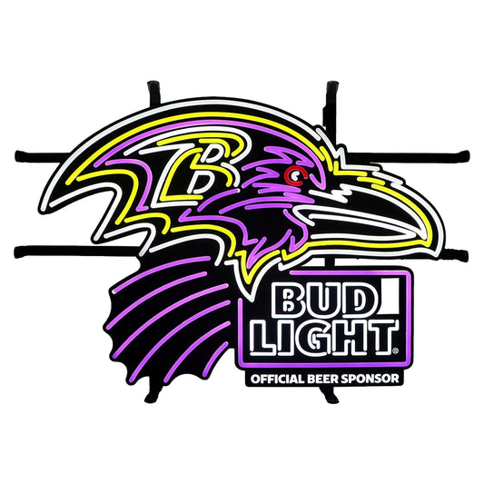 Bud Light Baltimore Ravens NFL LED Sign - White Lit