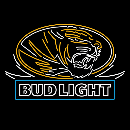 Bud Light Missouri Tigers LED Neon Sign - Dark Lit