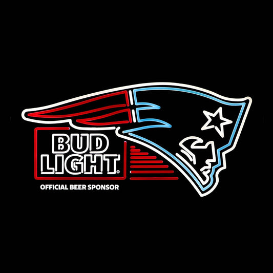 Bud Light New England Patriots NFL LED Sign - Dark Lit